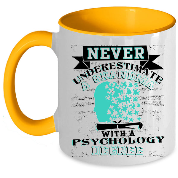 Funny Grandma Coffee Mug, Grandma With A Psychology Degree Accent Mug
