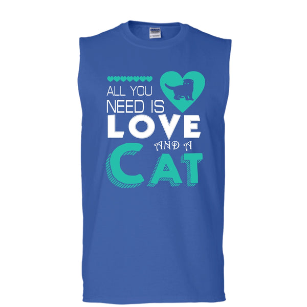 All You Need Is Love And A Cat Shirt, I Love My Cat Shirt (Men's Cotton Sleeveless)