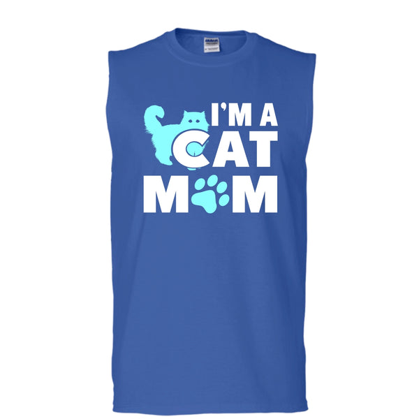 I'm Cat Mom Shirt, I Love My Cat Shirt (Men's Cotton Sleeveless)