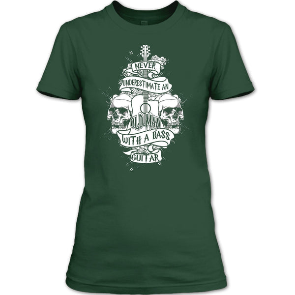 Never Underestimate T Shirt, An Old Man With A Bass Guitar T Shirt
