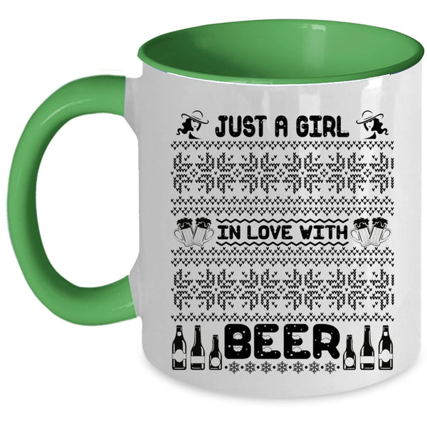 Cute Girls Coffee Mug, Just A Girl In Love With Beer Accent Mug