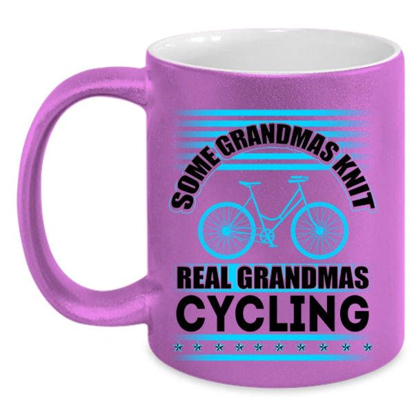 Real Grandmas Cycling Coffee Mug, Some Grandmas Knit Accent Mug
