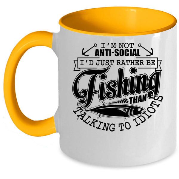 Cool Fishing Coffee Mug, I'd Just Rather Be Fishing Accent Mug