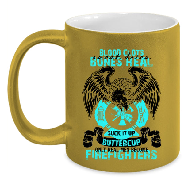 Gift For Dad Coffee Mug, Only Real Men Become Firefighters Accent Mug