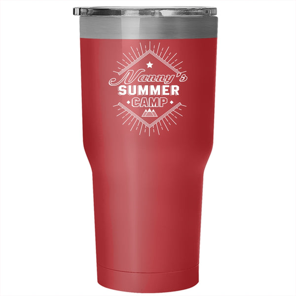 Nanny's Summer Camp Tumbler 30 oz Stainless Steel, Cool Camping Nanny Travel Mug