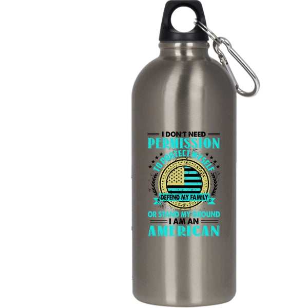 I Am An American 20 oz Stainless Steel Bottle,Cute Gift For American Outdoor Sports Water Bottle