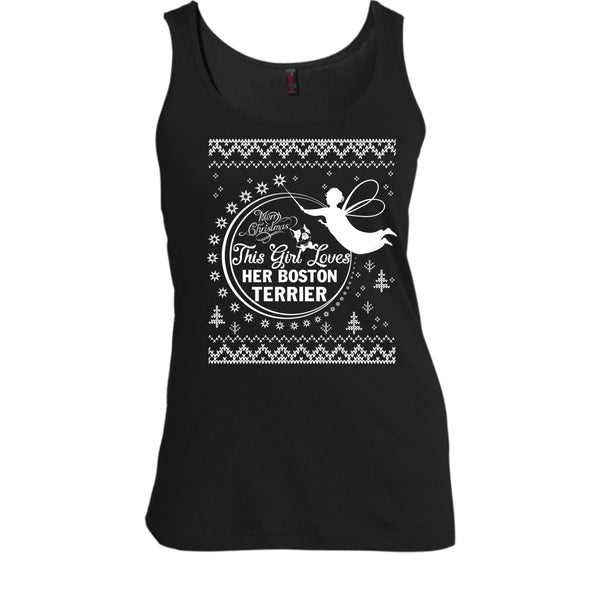 Merry Christmas T Shirt, This Girl Loves Her Boston Terrier T Shirt, Cool T Shirt
