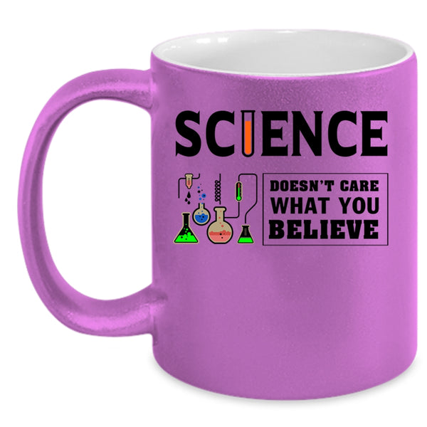 Doesn't Care What You Believe Coffee Mug, Science Accent Mug