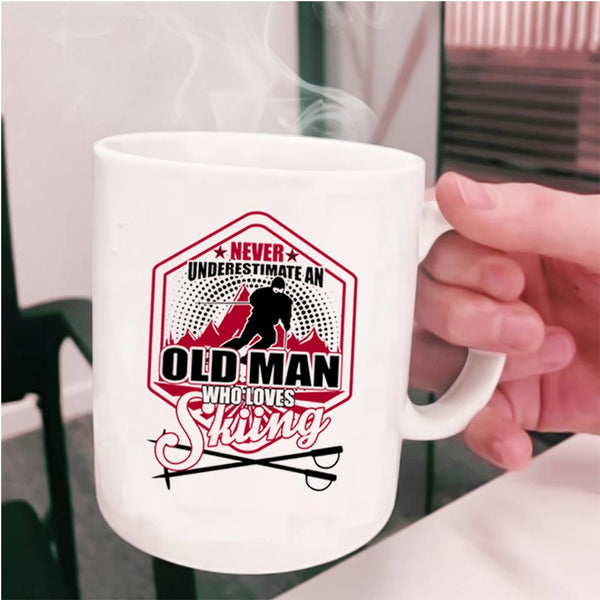 Cool Grandpa Coffee Mug, Old Man Loves Skiing Cup