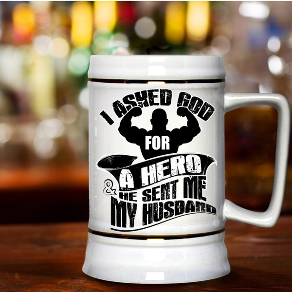 I Love My Husband Beer Stein 22oz, God Sent Me My Husband Beer Mug