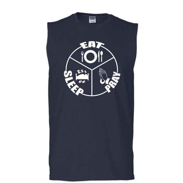 Eat Sleep Pray T Shirt, Coolest Prayer T Shirt, Cool T Shirt (Men's Cotton Sleeveless)
