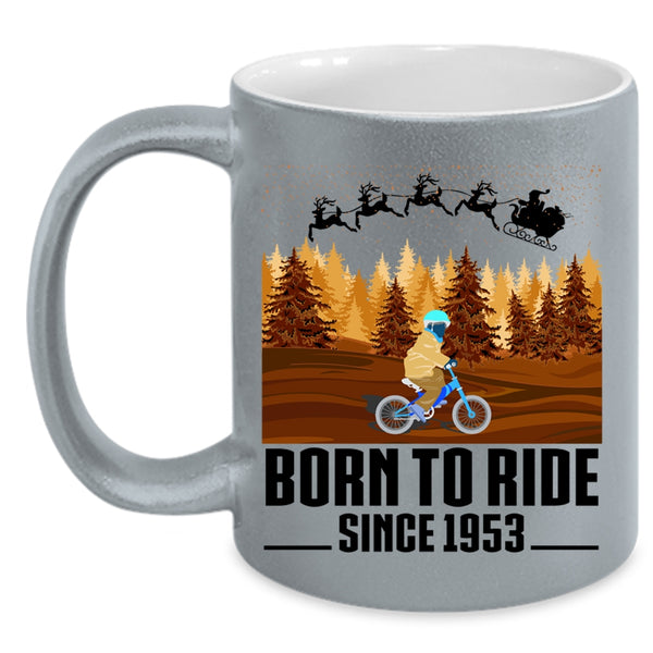 Cute Christmas Coffee Mug, Born To Ride Accent Mug
