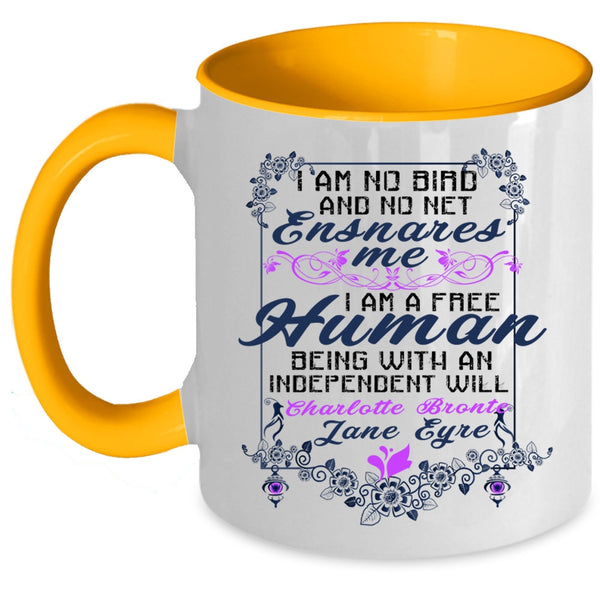 I Am A Free Human Coffee Mug, I Am No Bird And No Net Accent Mug