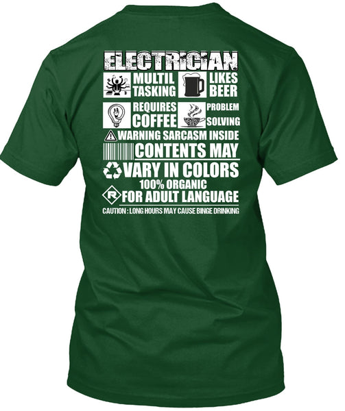 Electrician Multi-tasking T Shirt, Likes Beer T Shirt