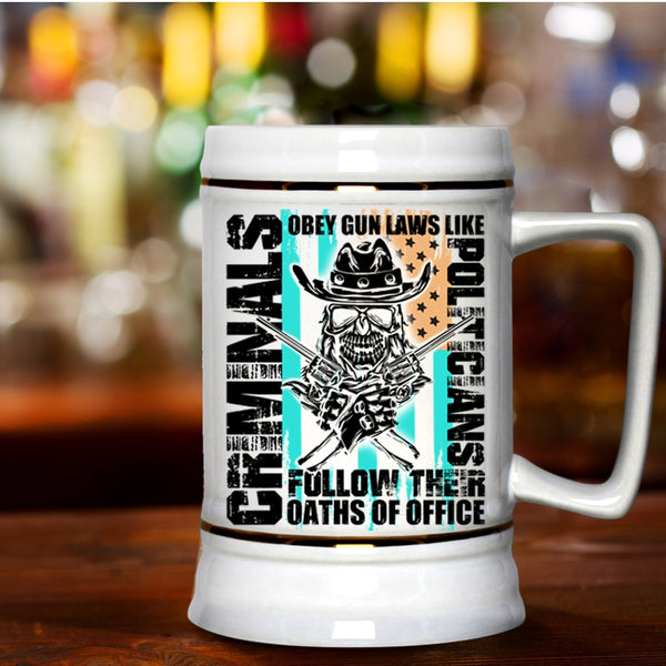 Cool Gift For Policeman Beer Stein 22oz, Cool American Flag Beer Mug