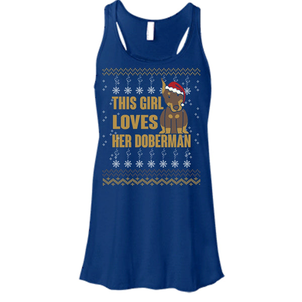 This Girls Loves Her Doberman T Shirt, Merry Christmas Tank Top