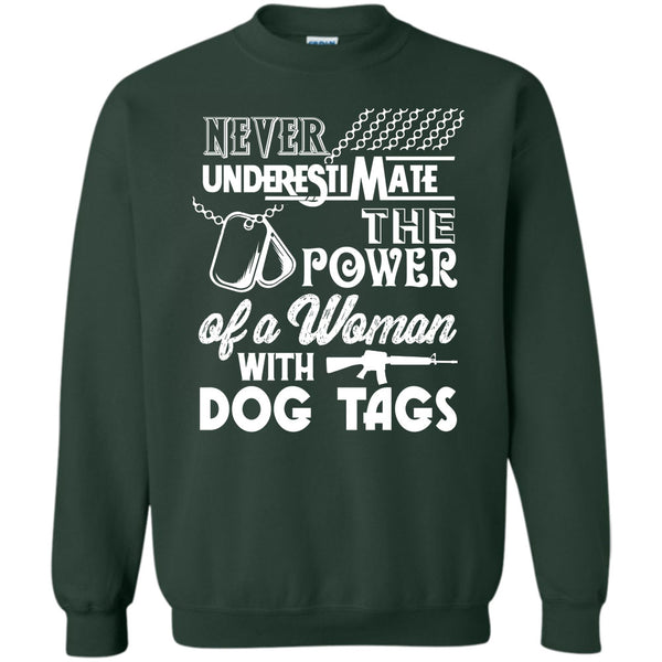 Coolest Veteran Mom T Shirt, The Power Of A Woman With A Dog Tag Sweatshirt