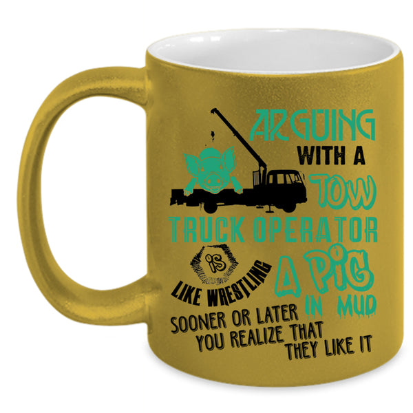 Cool Gift For Trucker Coffee Mug, Tow Truck Operator Accent Mug