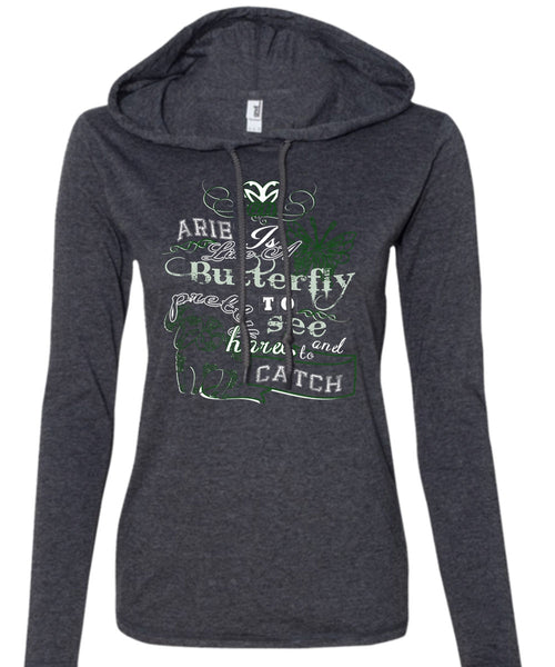 Aries Is Like A Butterfly To See And Too Catch Pretty Harel T Shirt (Anvil Ladies Ringspun Hooded)
