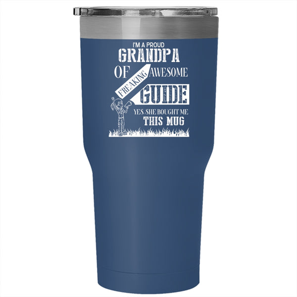 I'm A Proud Grandpa Of Awesome Guide Tumbler 30 oz Stainless Steel, Cool Grandpas Travel Mug