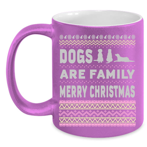 Dogs Are Family Coffee Mug, Merry Christmas Coffee Cup