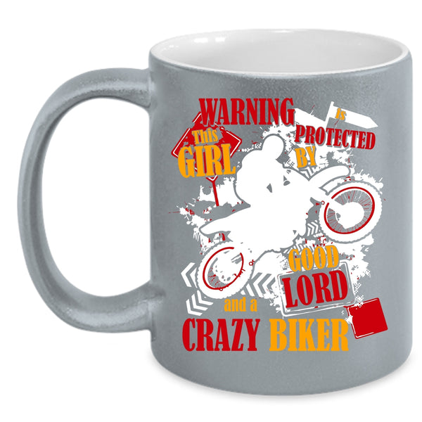 This Girl Is Protected By A Crazy Biker Coffee Mug, Cute Girls Coffee Cup
