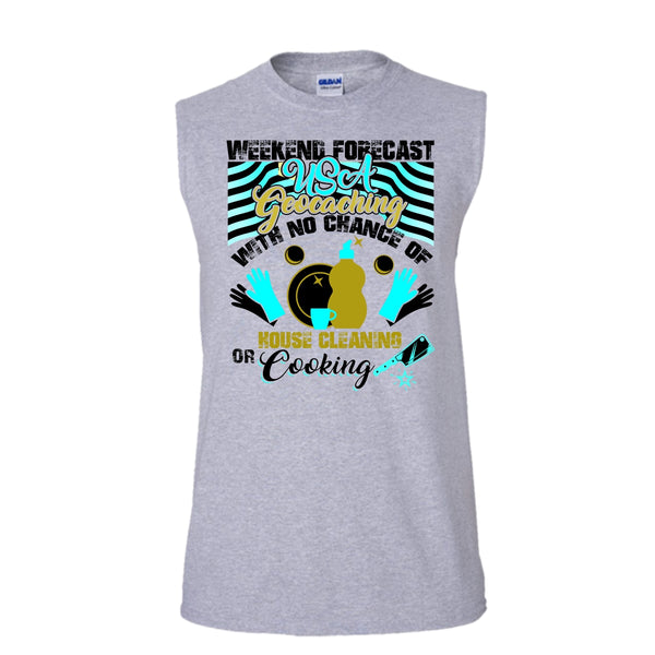Weekend Forecast USA Geocaching T Shirt, USA Geocaching T Shirt, Awesome t-shirts (Men's Cotton Sleeveless)