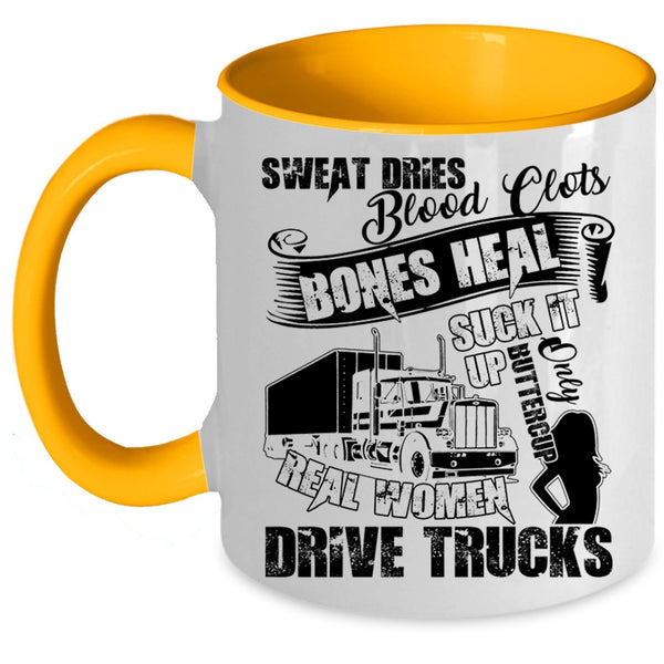 Cool Lady Coffee Mug, Only Real Women Drive Trucks Accent Mug