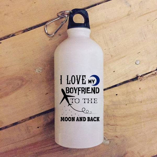 I Love My Boyfriend To The Moon And Back 20 oz Stainless Steel Bottle,Funny Gift For Couple Outdoor Sports Water Bottle