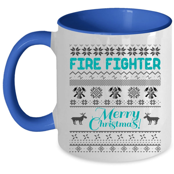 Merry Christmas Coffee Mug, Fire Fighter Accent Mug