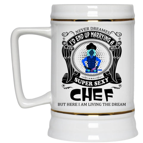 Cool Chef Beer Stein 22oz, I'd End Up Marrying A Chef Beer Mug