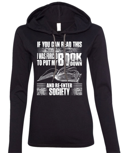 Yo Can Read This T Shirt, I Love Book T Shirt (Anvil Ladies Ringspun Hooded)