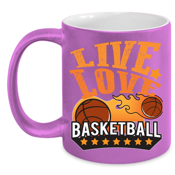 Live Love Basketball Coffee Mug, Cute Basketball Player Coffee Cup