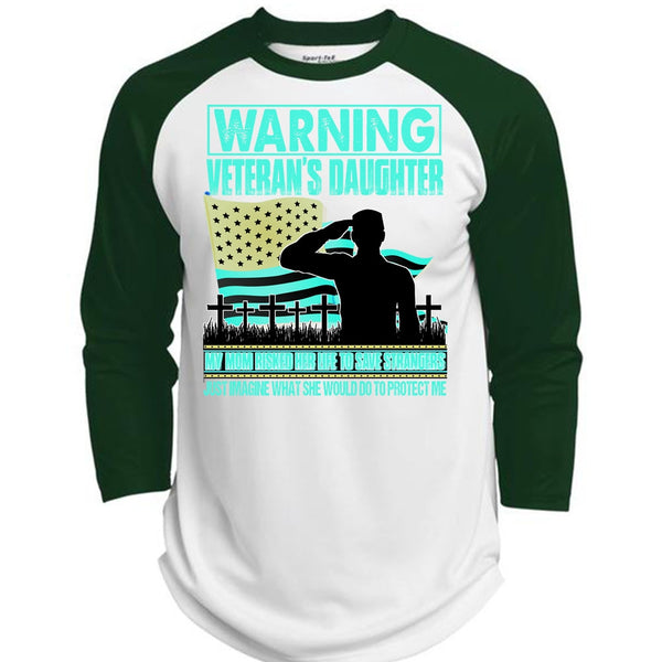 Warning Veteran's Daughter T Shirt, I Love Veteran T Shirt, Awesome T-Shirts  (Polyester Game Baseball Jersey)