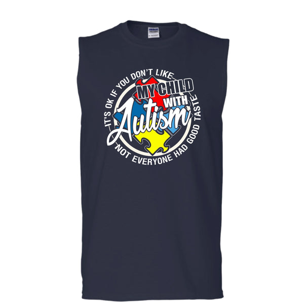 My Child With Autism T Shirt, I'm A Autism Mom Tank Top (Men's Cotton Sleeveless)