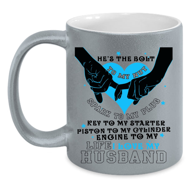 Cute Gift For Wedding Coffee Mug, I Love My Husband Accent Mug