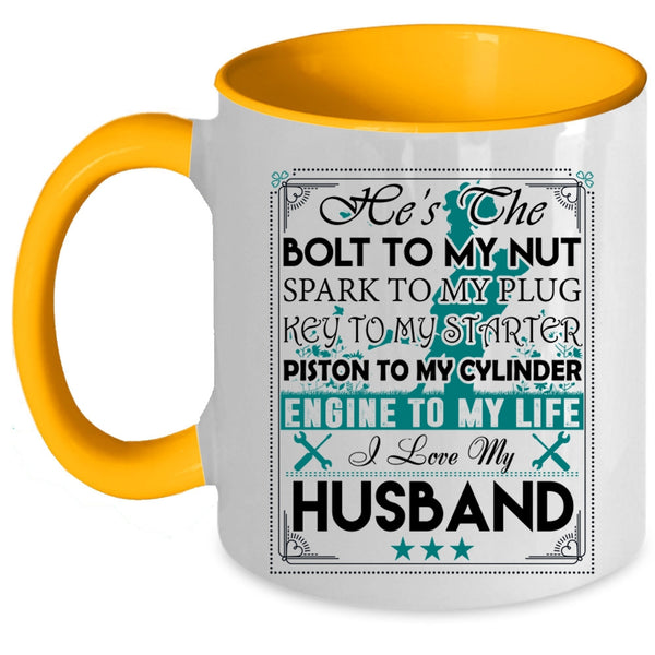 Cute Gift For My Wife Coffee Mug, I Love My Husband Accent Mug