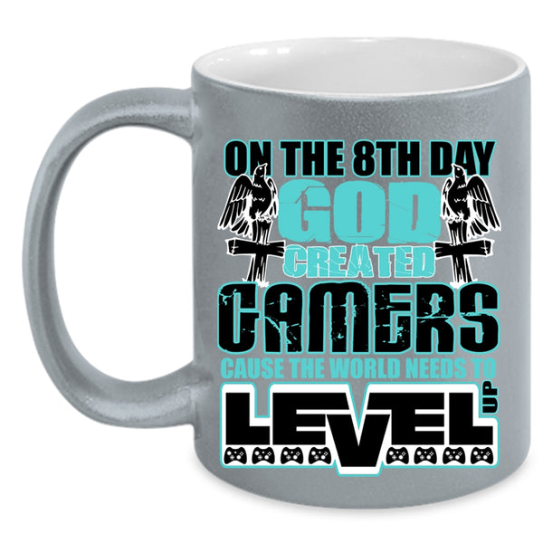 Awesome Gamers Coffee Mug, On The 8th Day God Created Gamers Accent Mug