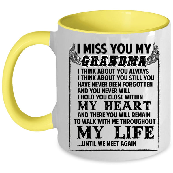 Cute Gift For Grandkids Coffee Mug, I Miss You My Grandma Accent Mug