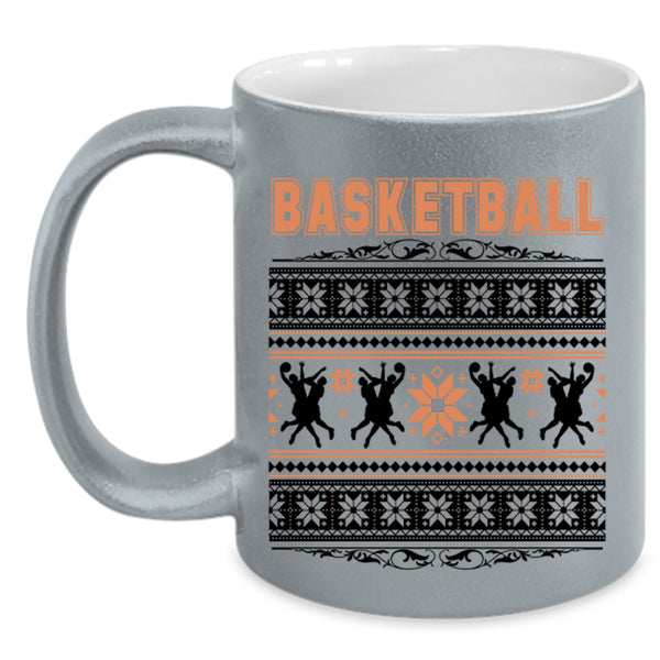 Ugly Christmas Coffee Mug, Basketball Accent Mug