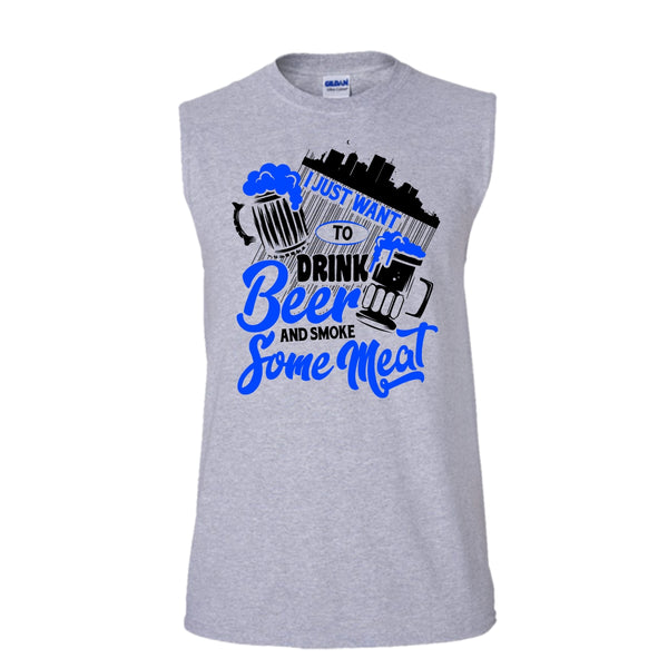 I Just Want To Drink Beer T Shirt, Coolest Beer Drinker Tank Top (Men's Cotton Sleeveless)