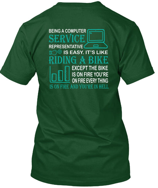 Being A Computer Service Representative Is Easy T Shirt, Riding A Bike T Shirt