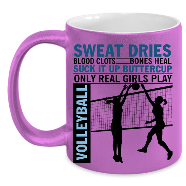 Cool Girls Coffee Mug, Only Real Girls Play Volleyball Accent Mug