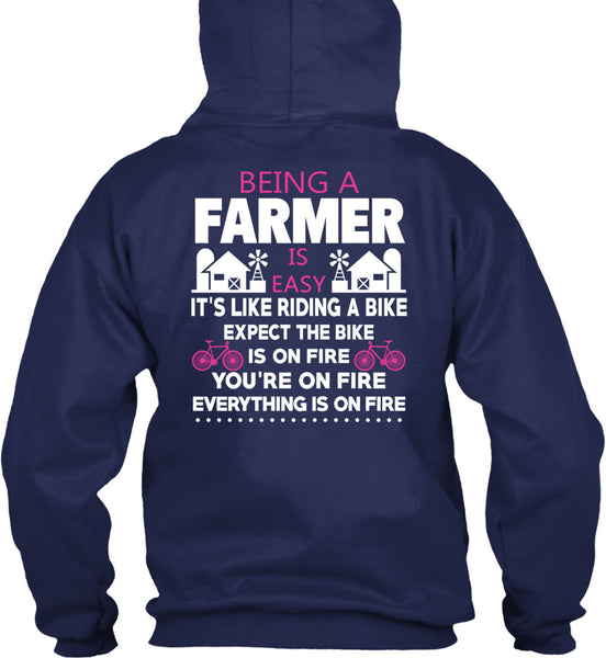 Being A Farmer Is Easy T Shirt, It's Like Riding A Bike T Shirt