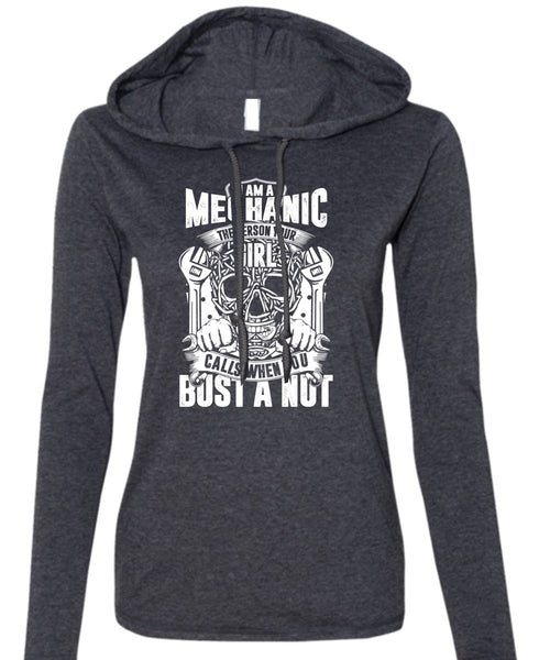 I Am A Mechanic T Shirt, Being A Mechanic T Shirt (Anvil Ladies Ringspun Hooded)
