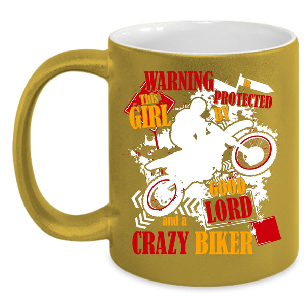 This Girl Is Protected By A Crazy Biker Coffee Mug, Cute Girls Coffee Cup