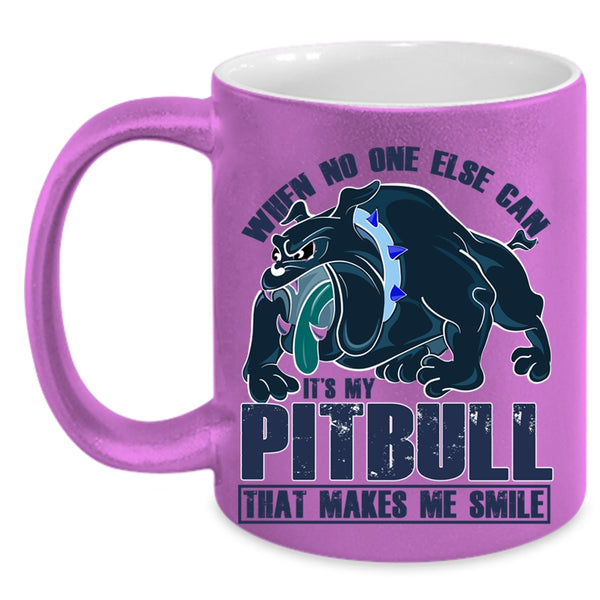 Cute Pitbull Owner Coffee Mug, My Pitbull Makes Me Smile Accent Mug