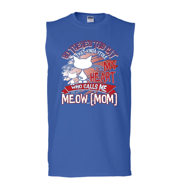 Never Underestimate T Shirt, Who Calls Me Meow Mom Tank Top (Men's Cotton Sleeveless)