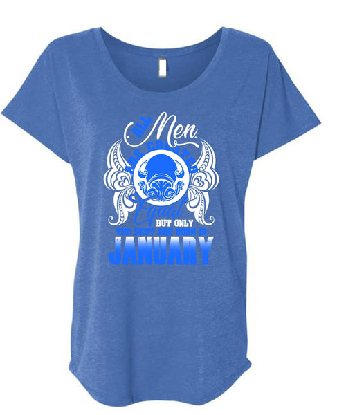 The Best Are Born In January T Shirt, All Men Are Created Equal T Shirt, Cool Shirt (Ladies' Triblend Dolman Sleeve)