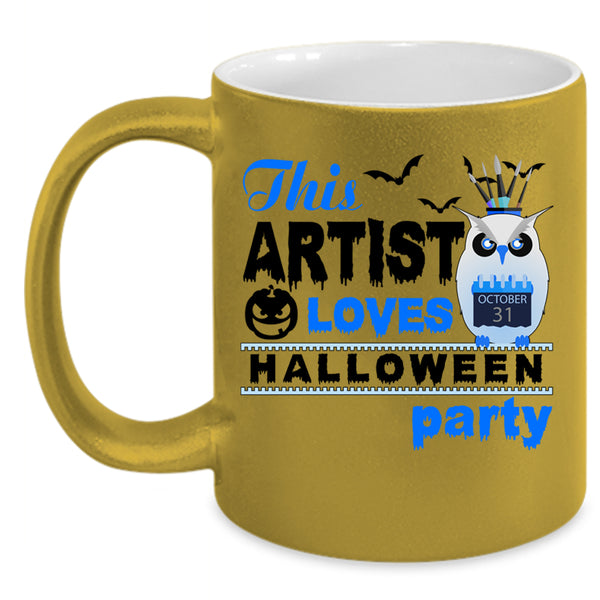 Cool Owl Coffee Mug, This Artist Loves Halloween Party Accent Mug